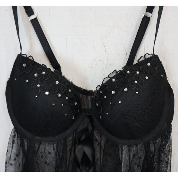 Victoria's Secret Sexy Little Things Size 34D Lingerie Underwire Push-Up Black - Picture 5 of 10